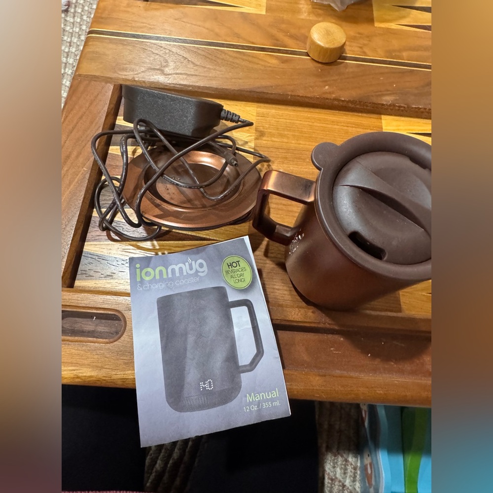 Brown Ion Mug Heated Coffee Mug with Charger